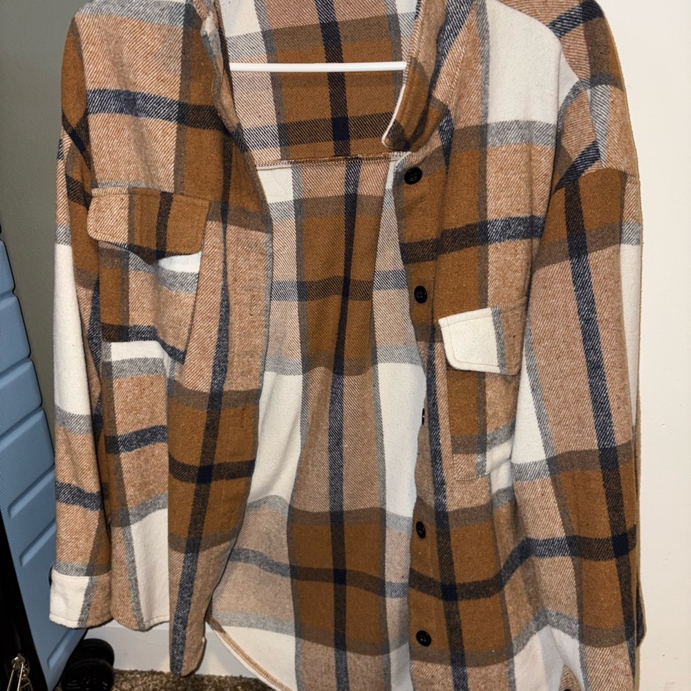 SHEIN Brown Plaid Jacket